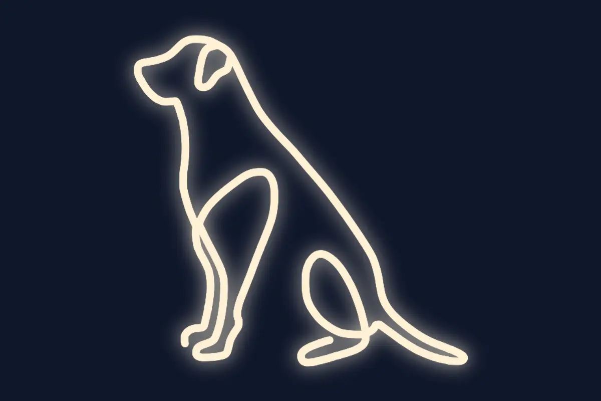 Silueta perro sentado de perfil decorativo