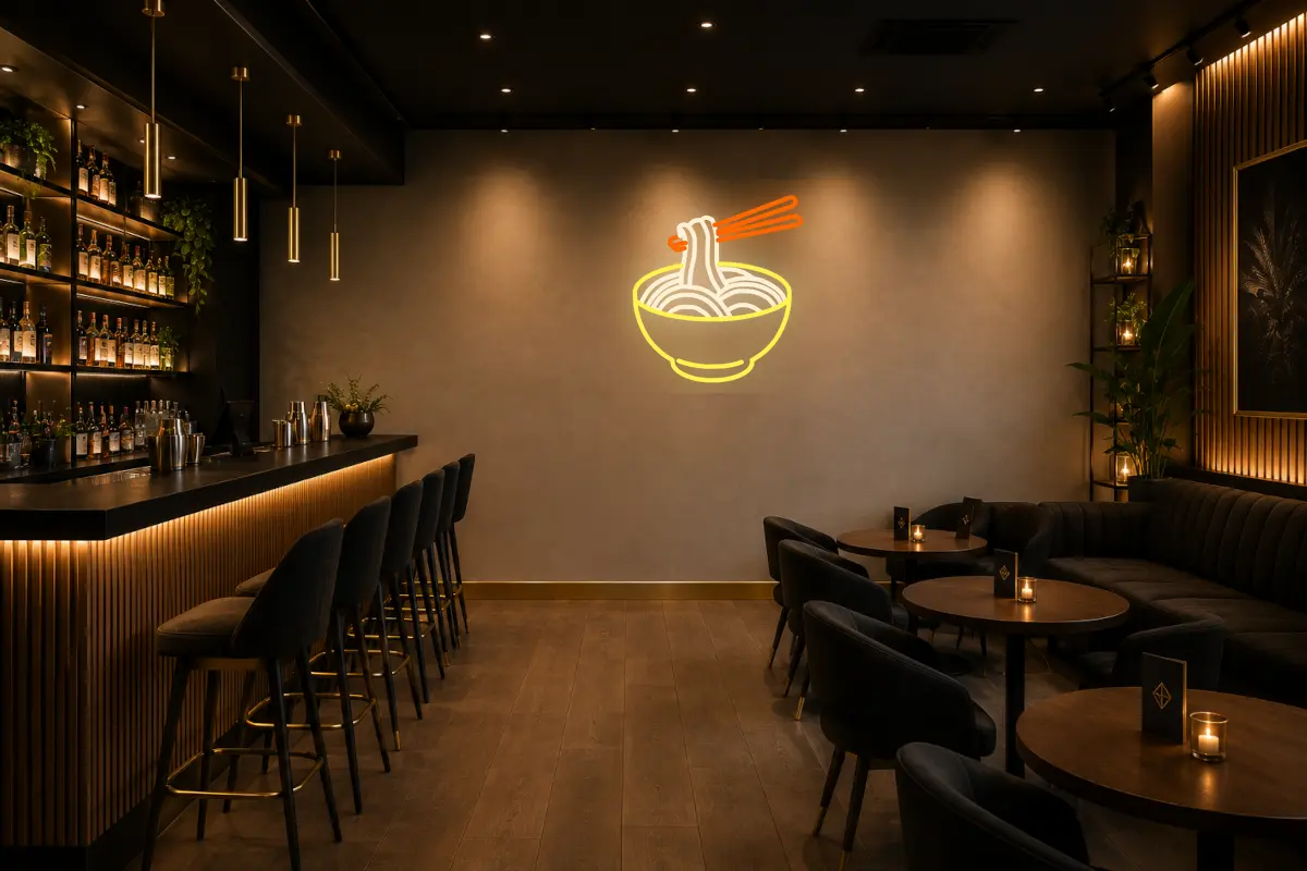 Ramen con palillos en un cuenco