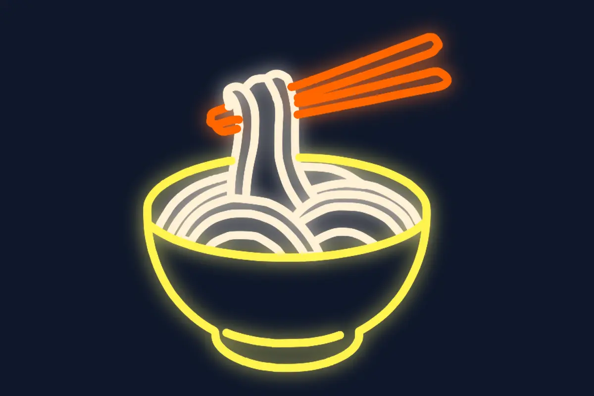 Ramen con palillos en un cuenco