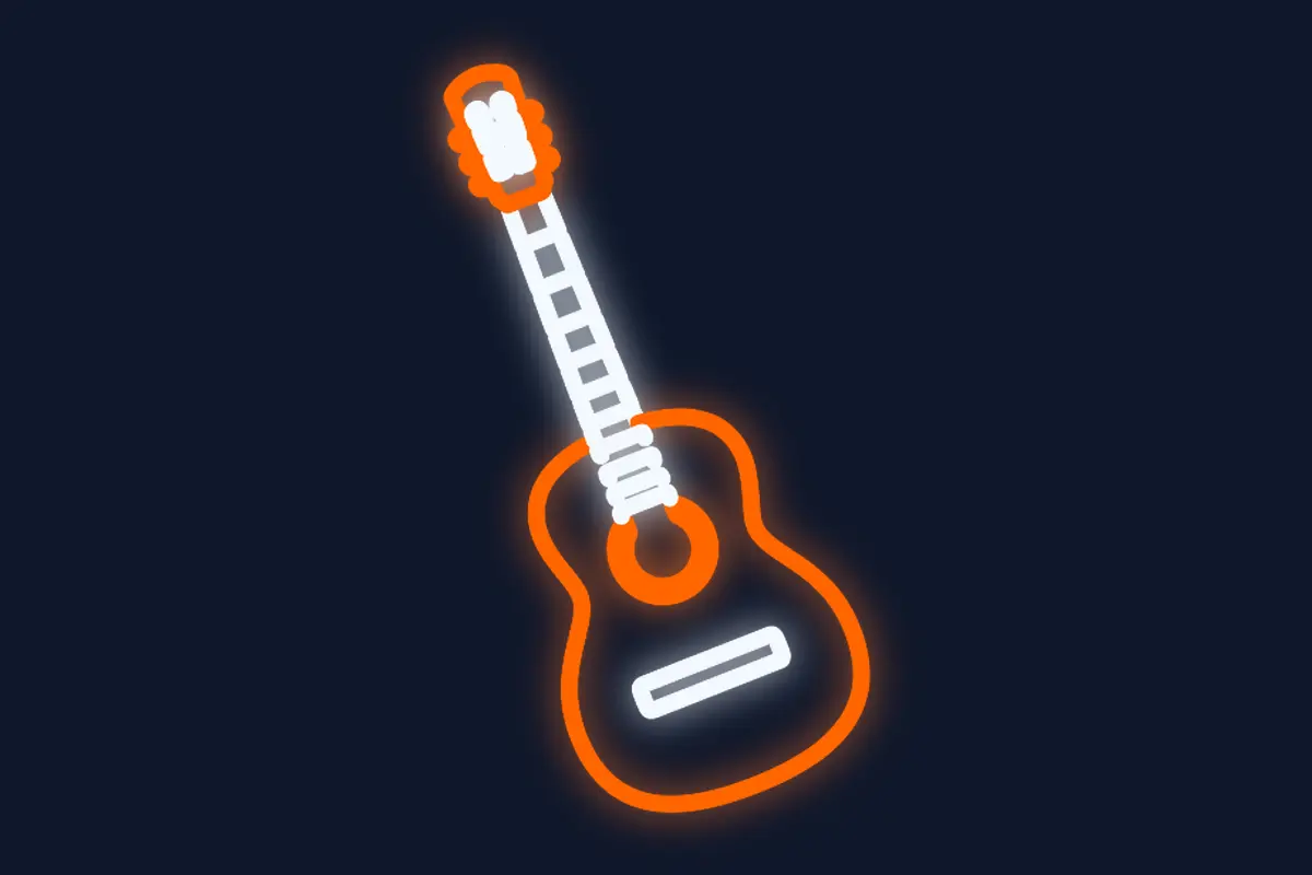 Silueta de guitarra española con detalles