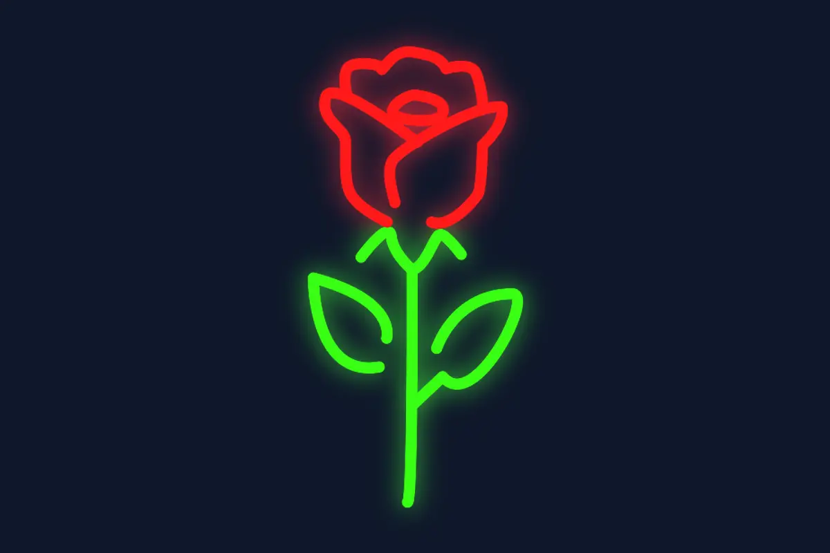 Silueta de rosa recta y solitaria