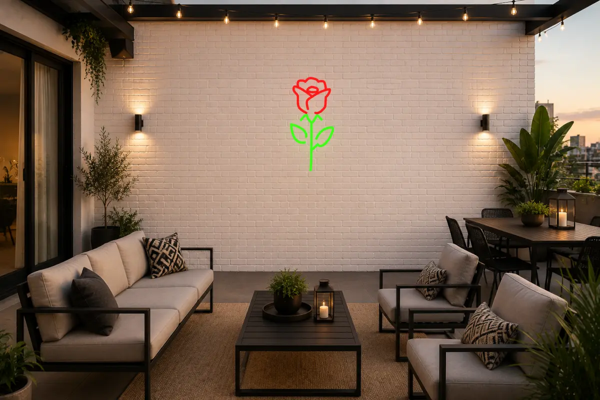 Silueta de rosa recta y solitaria