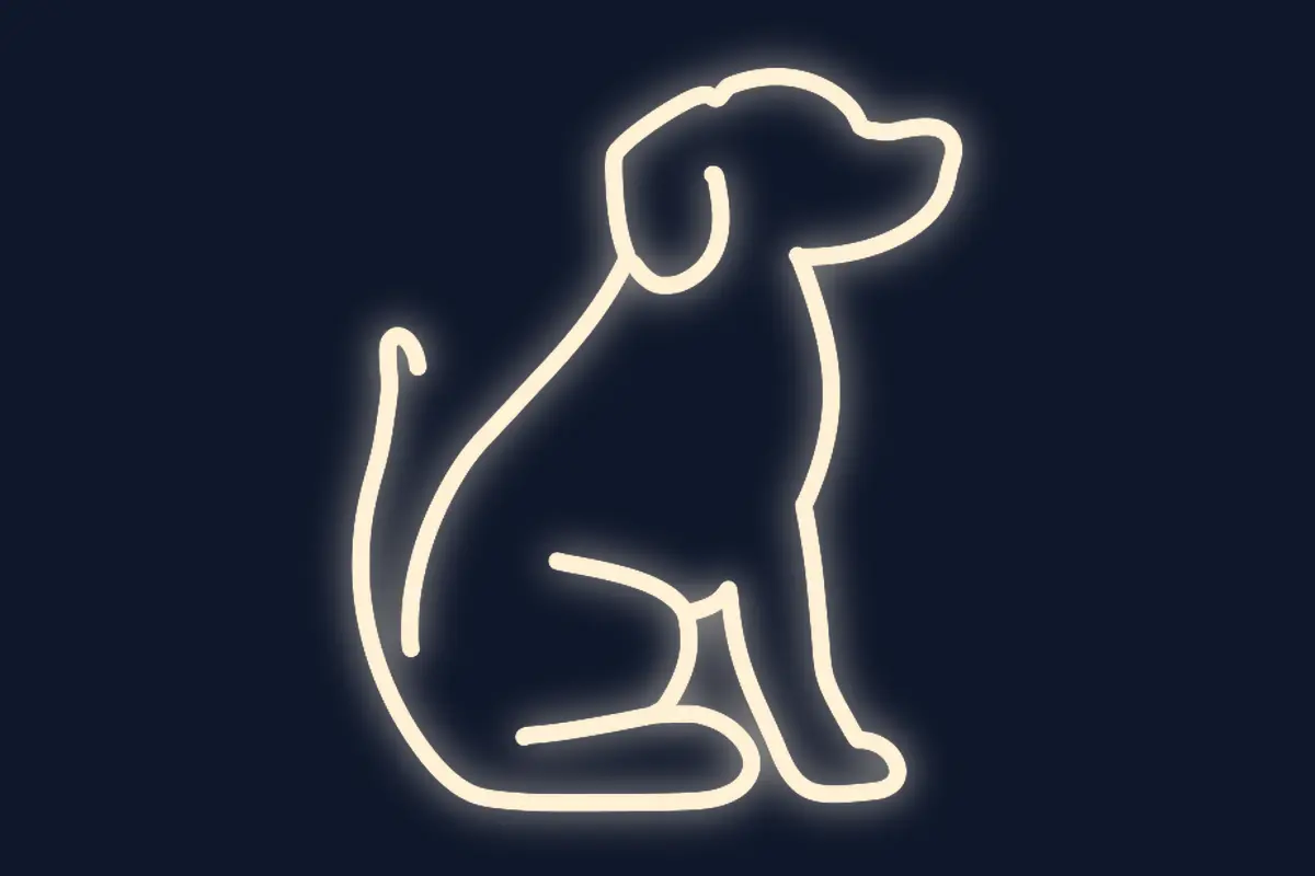 Silueta perro sentado de perfil decorativo